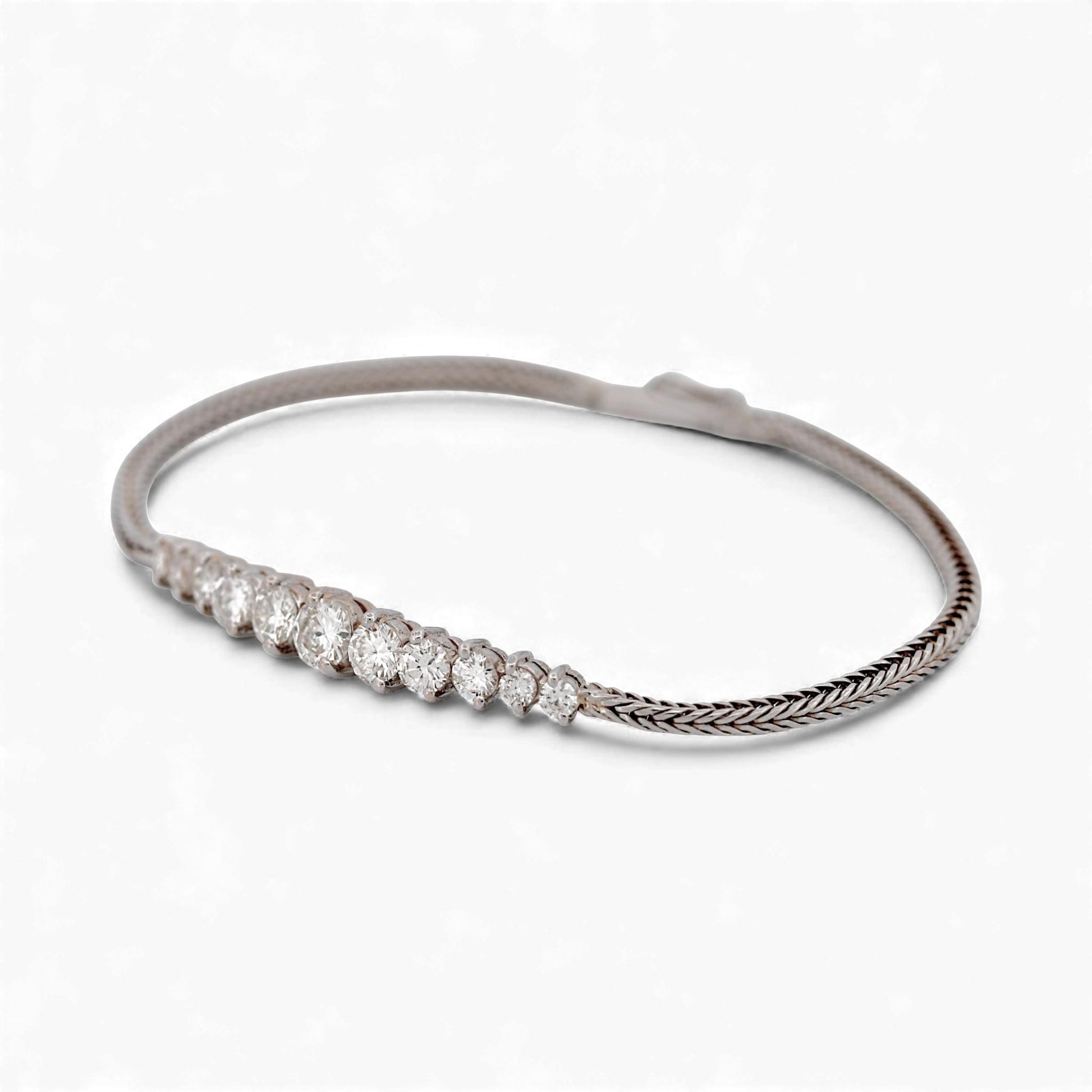 14k White Gold Tapered Diamond Row Bracelet 1.00ct Size Small