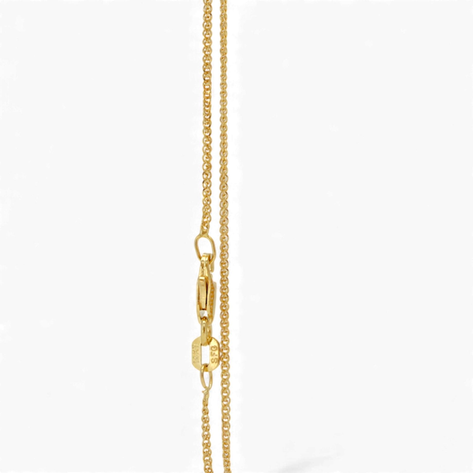 Vintage Blue Enamel Cross Necklace in 14k Yellow Gold 16 Inch