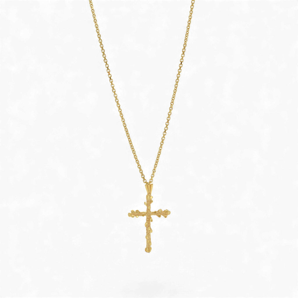 Vintage 18k Yellow Gold Diamond-Cut Michael Anthony Cross Pendant Necklace