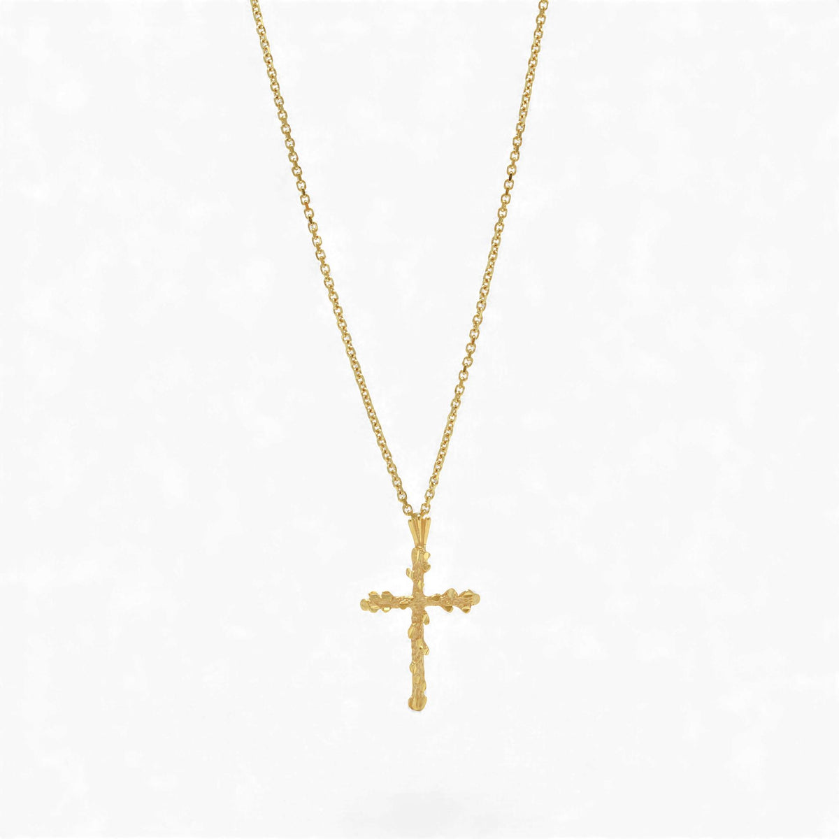 Vintage 18k Yellow Gold Diamond-Cut Michael Anthony Cross Pendant Necklace
