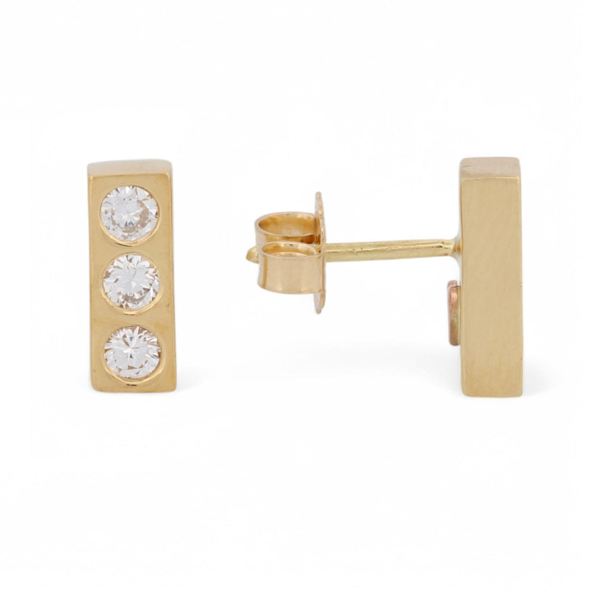 Jennifer Rivera Minimo Diamond Stud Earrings in 18k Yellow Gold