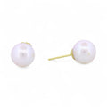 18k Gold Cultured Pearl Stud Earrings – 8.8mm White Pearls Large