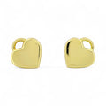 18k Yellow Gold Engravable Heart Tag Stud Earrings