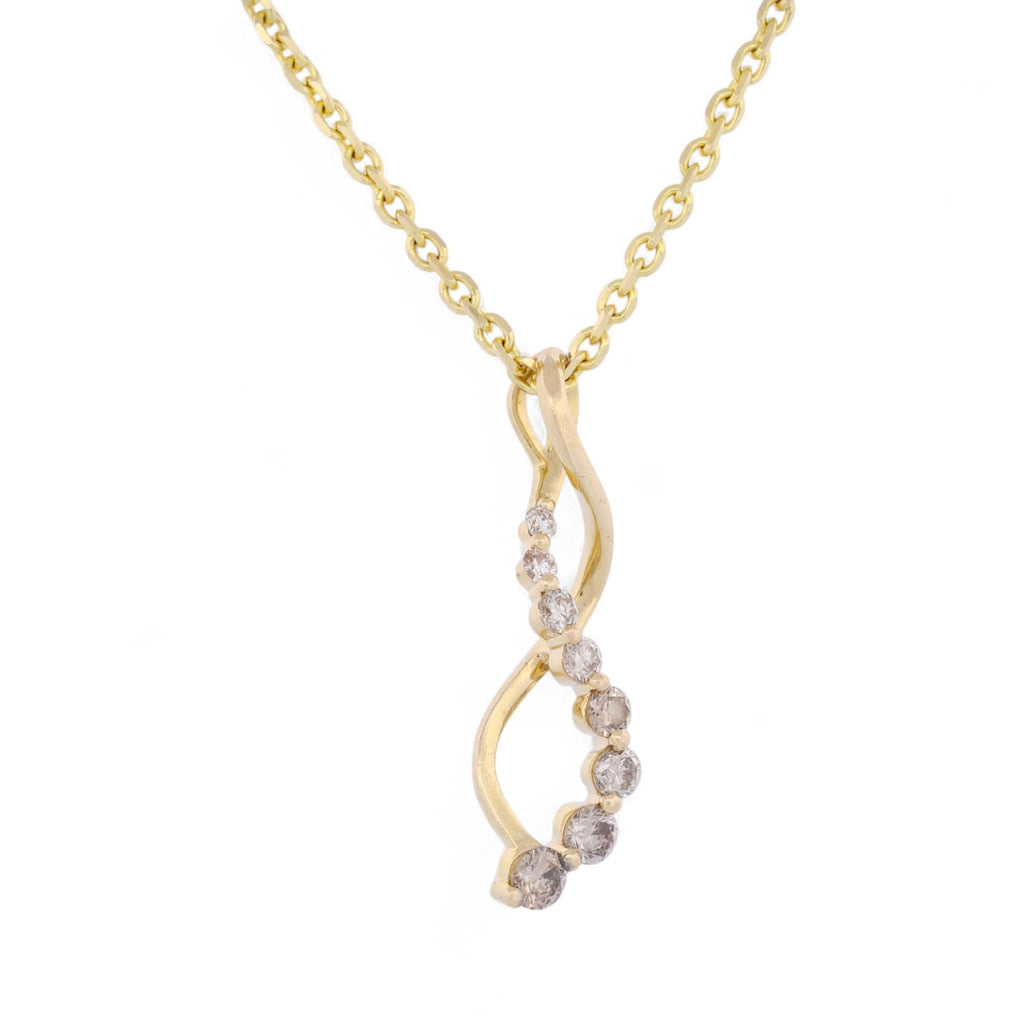 LeVian Chocolate Diamond Twist Pendant 14k Gold Necklace 18" Graduated .38ct