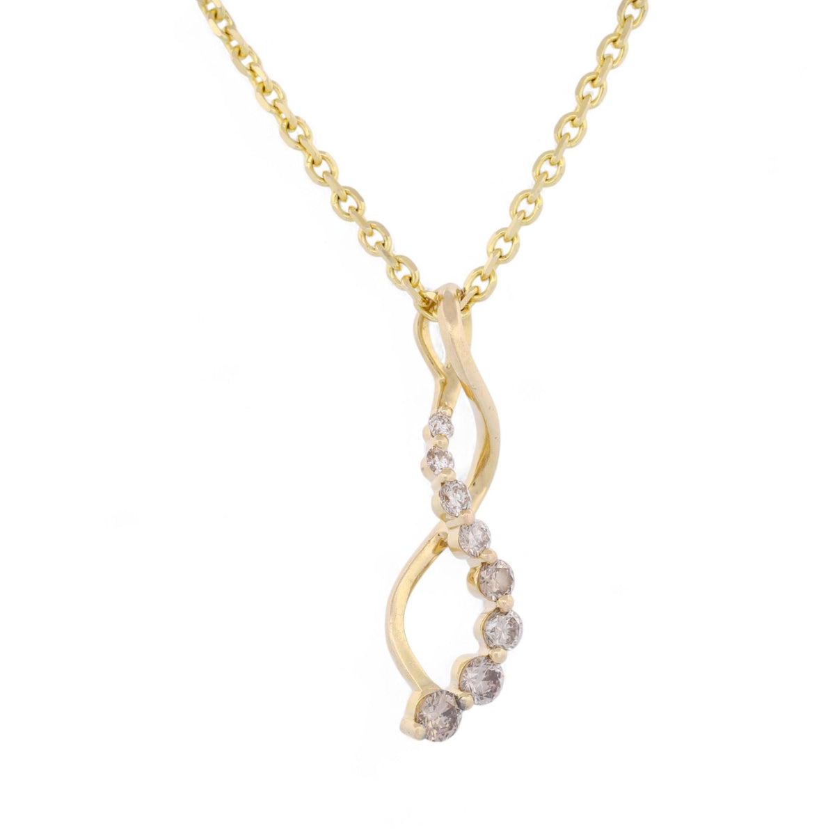 LeVian Chocolate Diamond Twist Pendant 14k Gold Necklace 18" Graduated .38ct
