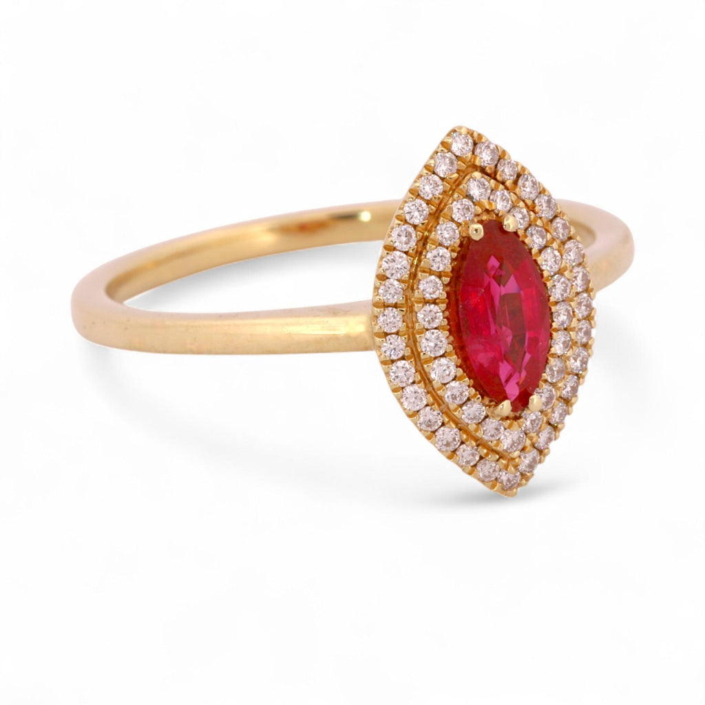 Iliana 18K Gold Marquise Ruby & Diamond Halo Cocktail Ring
