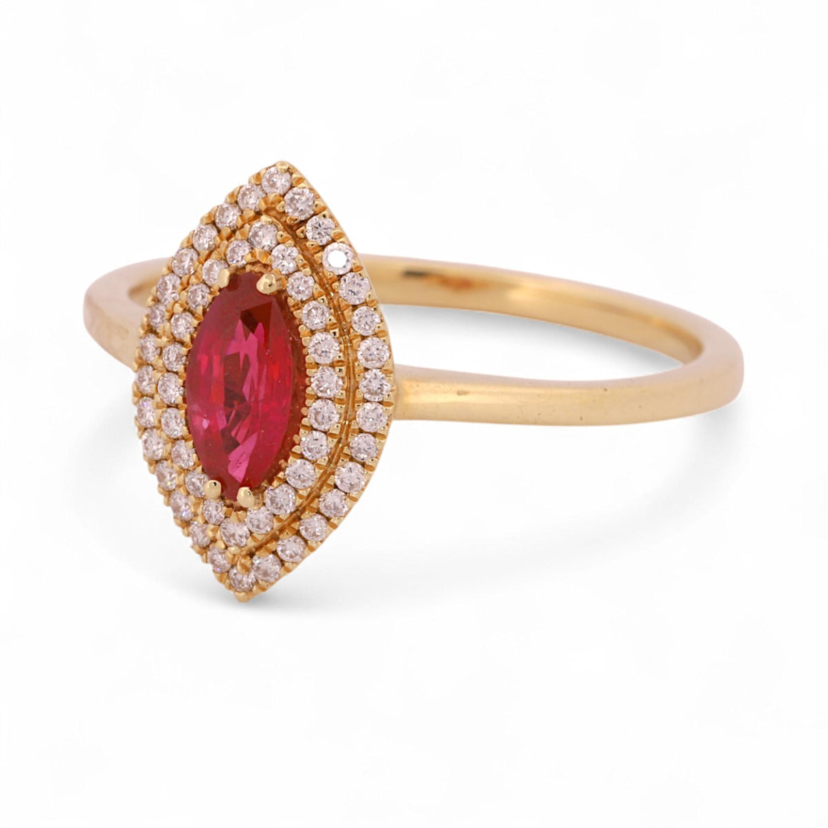 Iliana 18K Gold Marquise Ruby & Diamond Halo Cocktail Ring