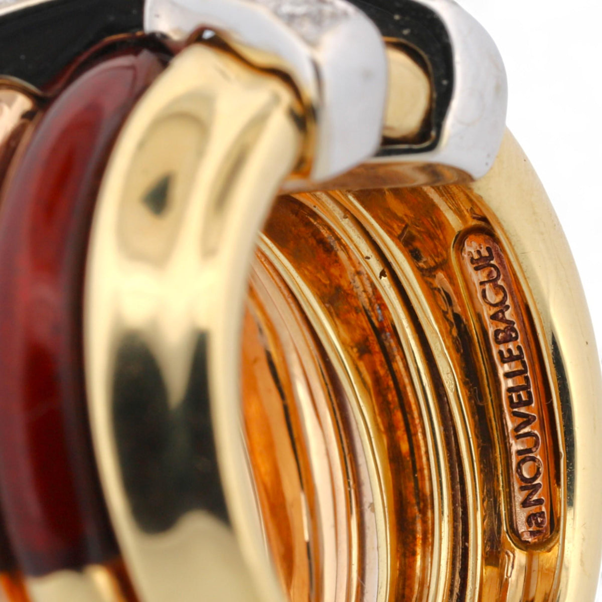 La Nouvelle Bague X-Link Four-Band Diamond & Enamel Ring in 18K Gold