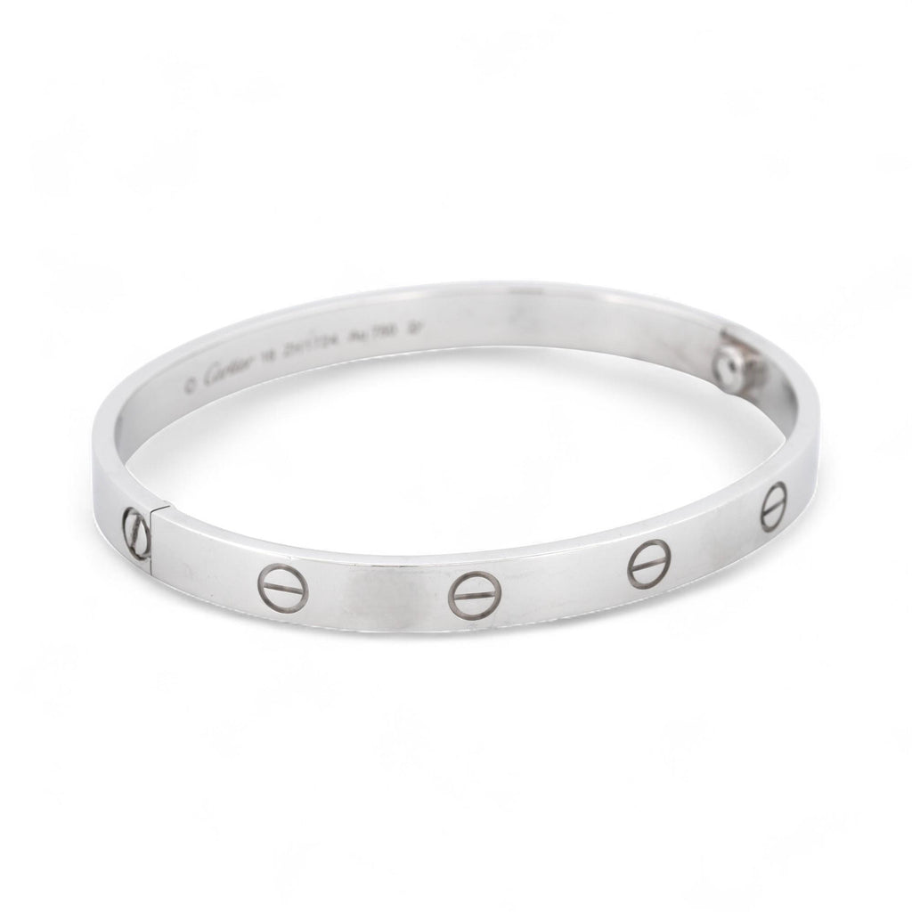 Cartier LOVE Bracelet Classic Model in 18K White Gold Size 18 Box Papers