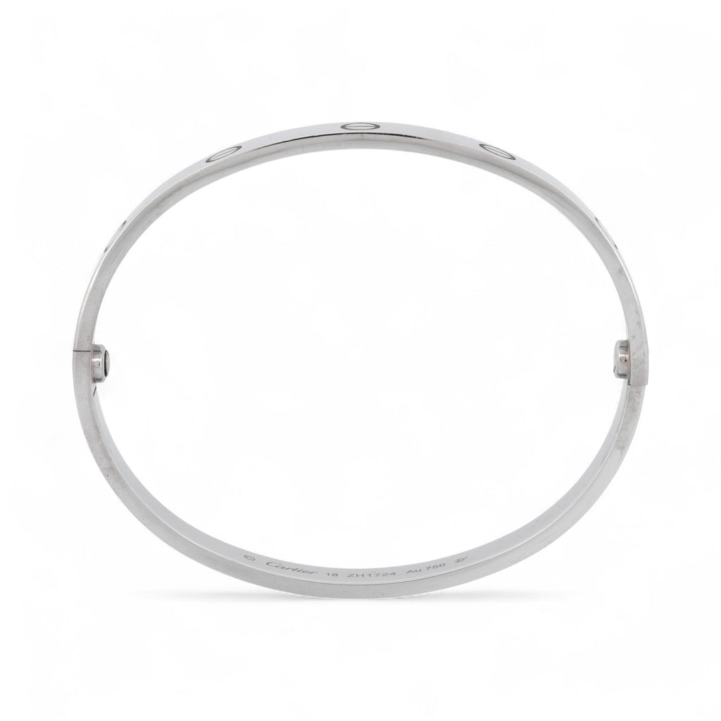 Cartier LOVE Bracelet Classic Model in 18K White Gold Size 18 Box Papers