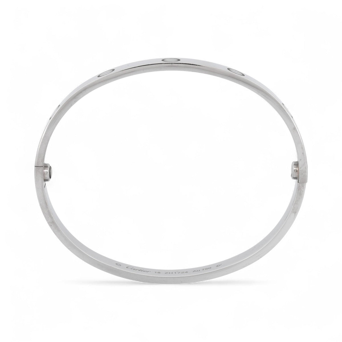 Cartier LOVE Bracelet Classic Model in 18K White Gold Size 18 Box Papers