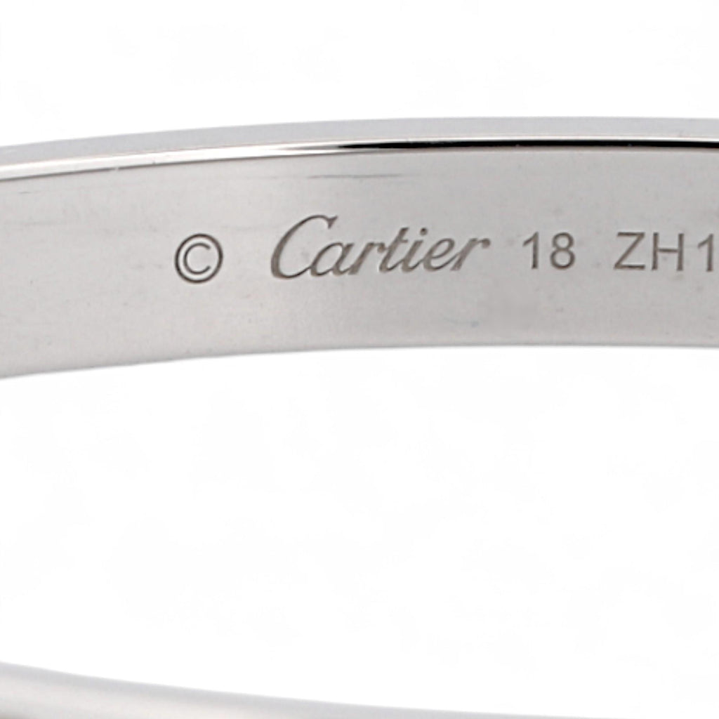 Cartier LOVE Bracelet Classic Model in 18K White Gold Size 18 Box Papers