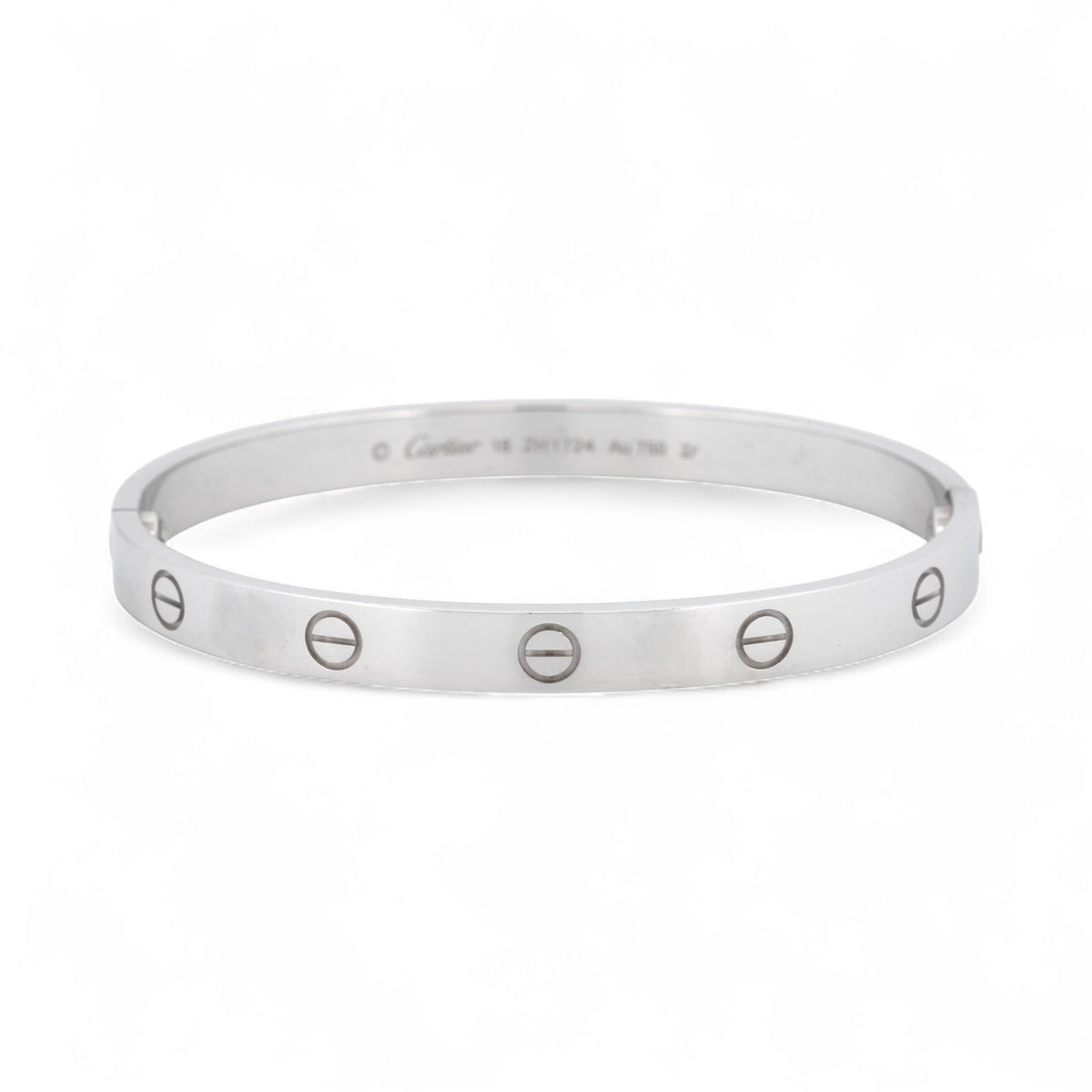 Cartier LOVE Bracelet Classic Model in 18K White Gold Size 18 Box Papers