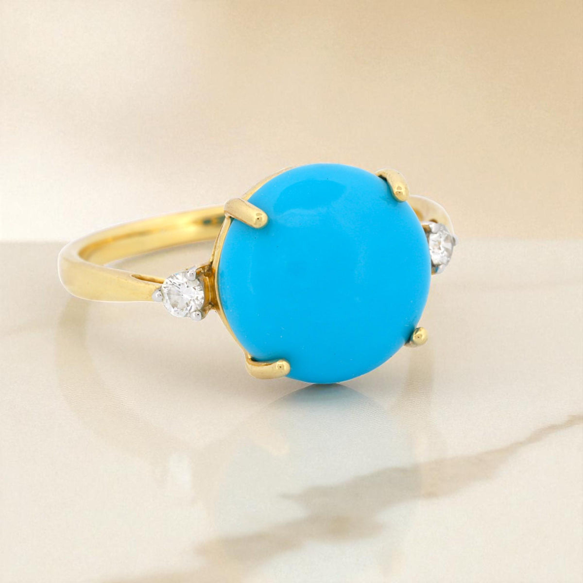 Iliana Sleeping Beauty Turquoise & Diamond Ring in 18K Yellow Gold