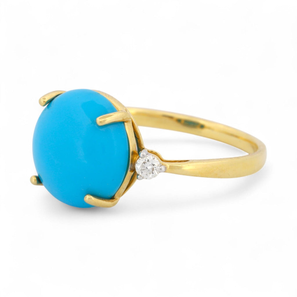 Iliana Sleeping Beauty Turquoise & Diamond Ring in 18K Yellow Gold