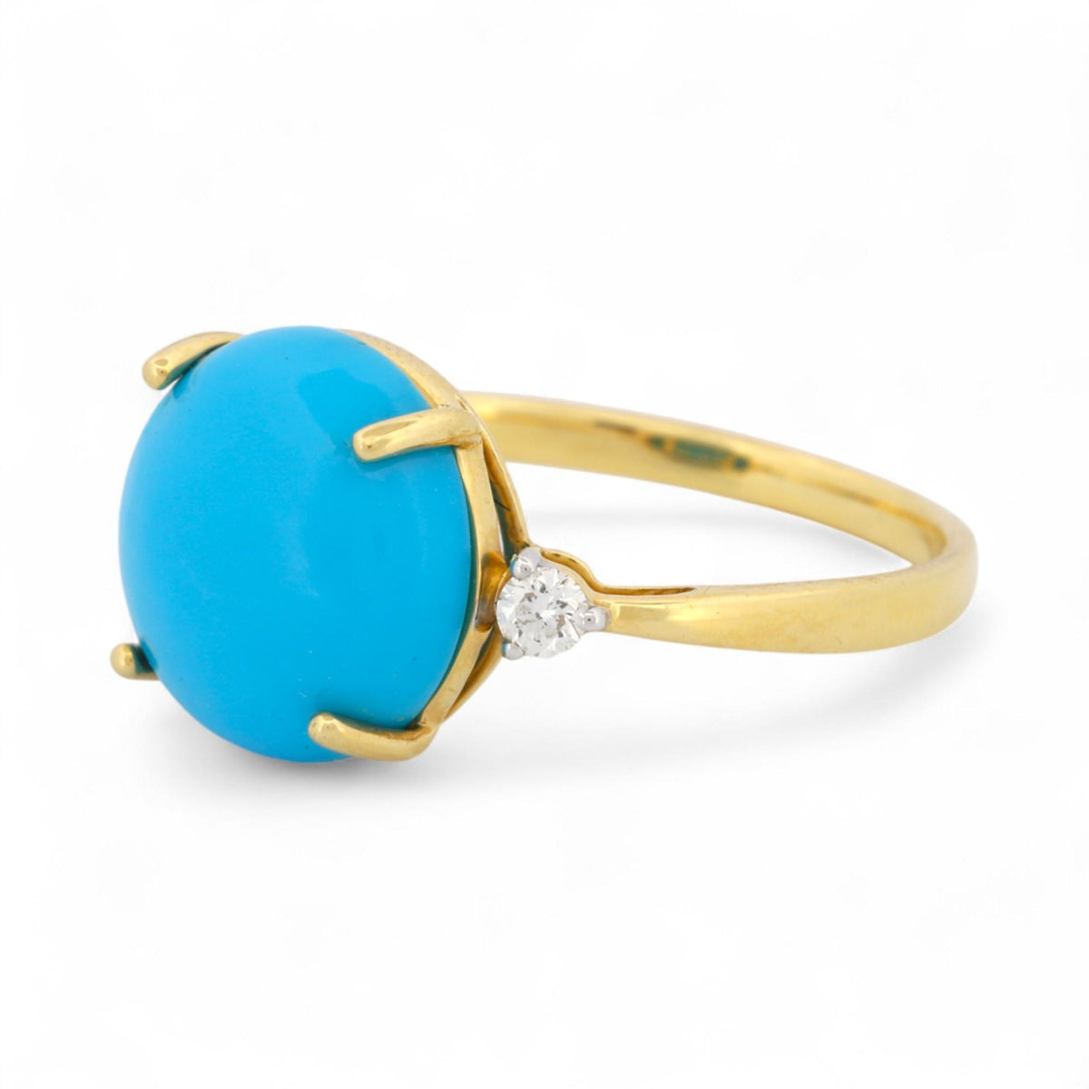 Iliana Sleeping Beauty Turquoise & Diamond Ring in 18K Yellow Gold