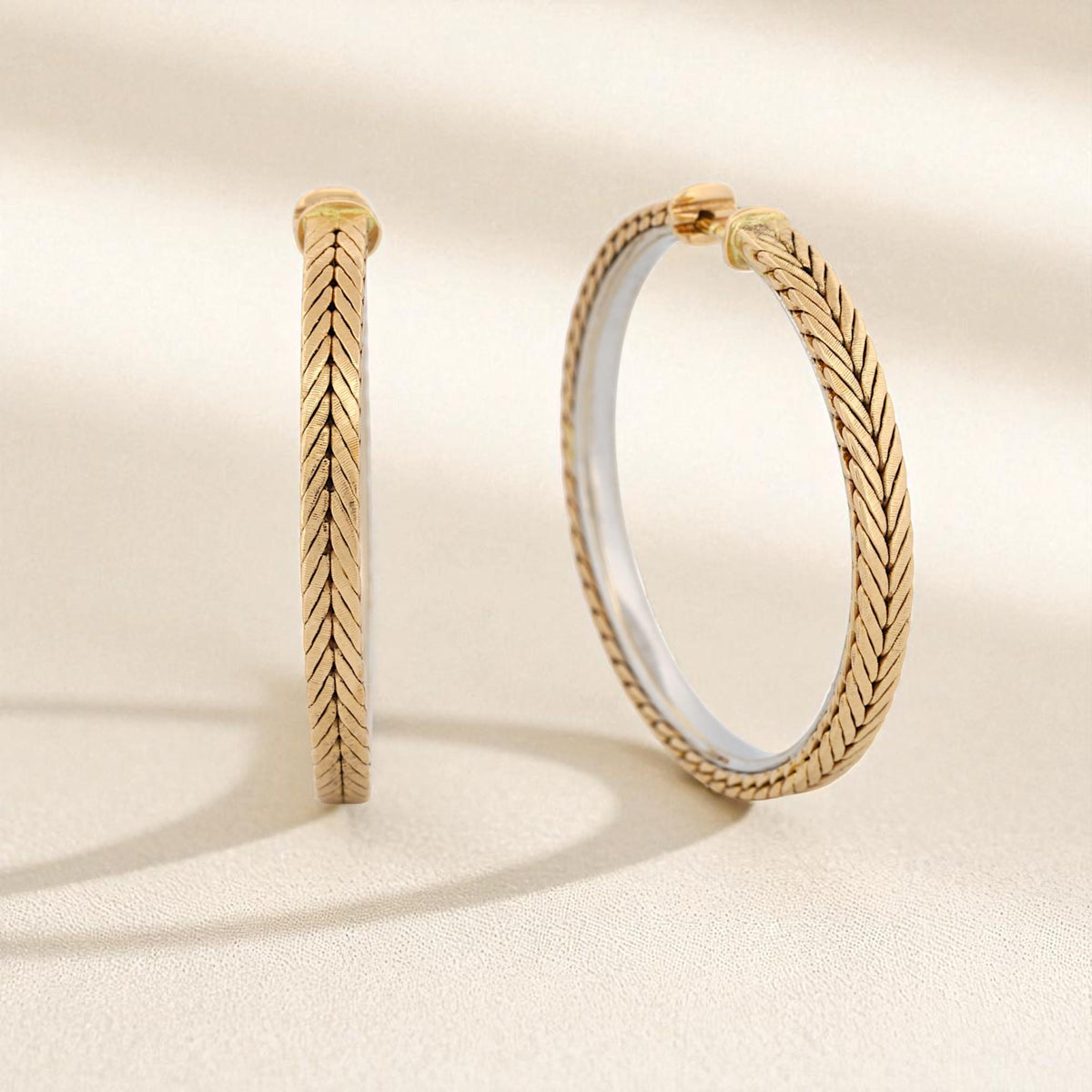 Gianmaria Buccellati 18K Yellow & White Gold Vintage 34mm Large Hoop Earrings