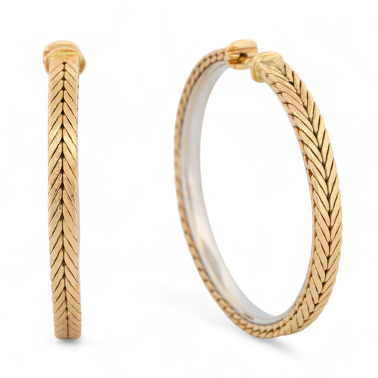 Gianmaria Buccellati 18K Yellow & White Gold Vintage 34mm Large Hoop Earrings