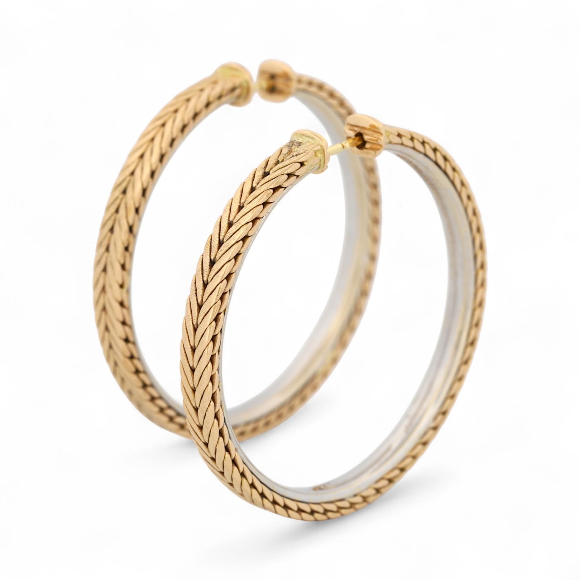 Gianmaria Buccellati 18K Yellow & White Gold Vintage 34mm Large Hoop Earrings