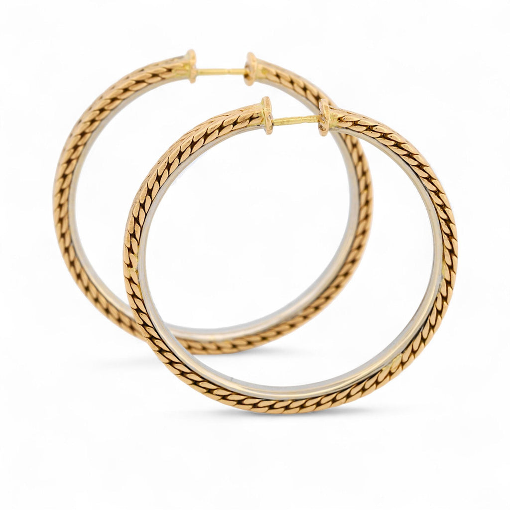 Gianmaria Buccellati 18K Yellow & White Gold Vintage 34mm Large Hoop Earrings
