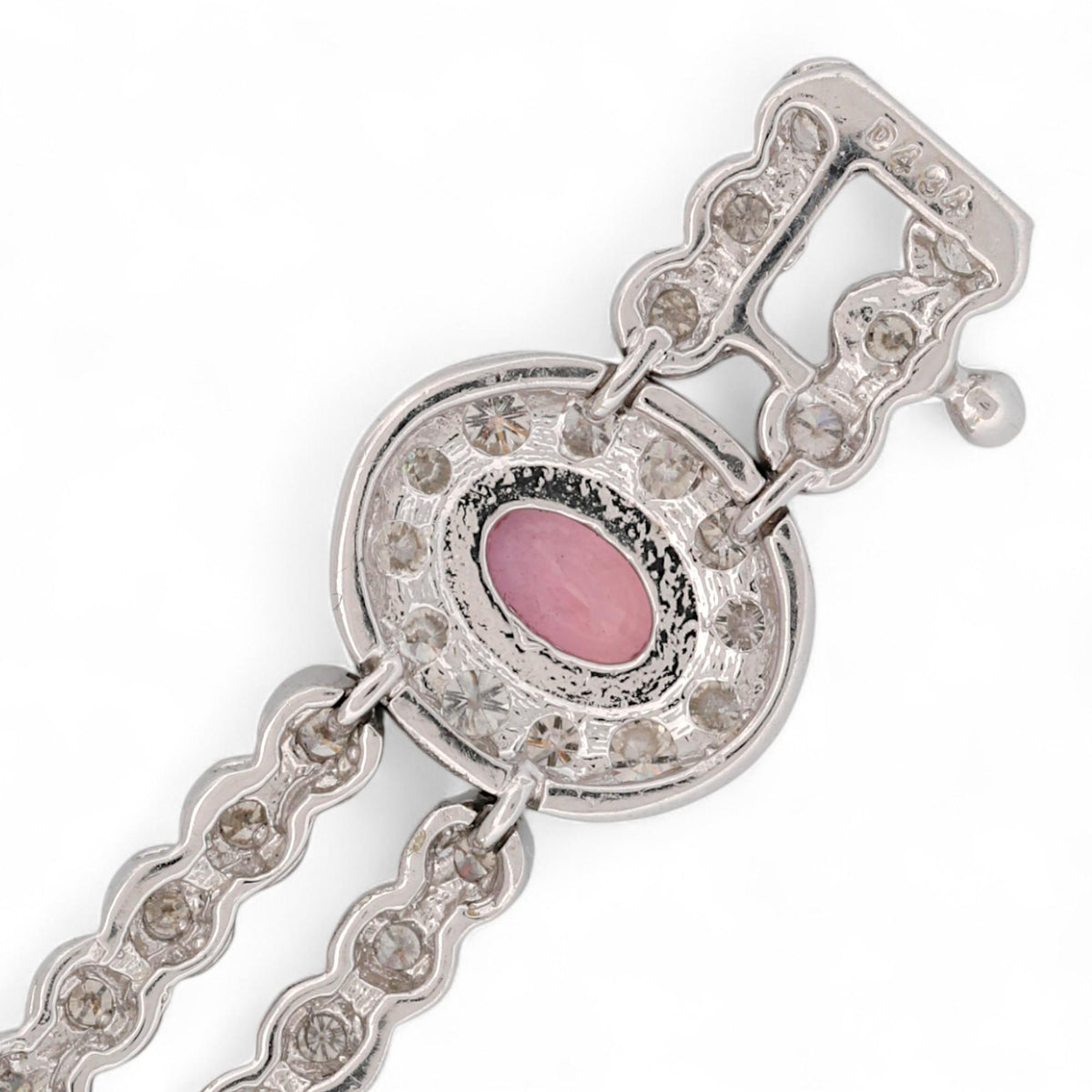 14K White Gold Multi-Color Sapphire & Diamond Pavé Link Bracelet 7.5 in