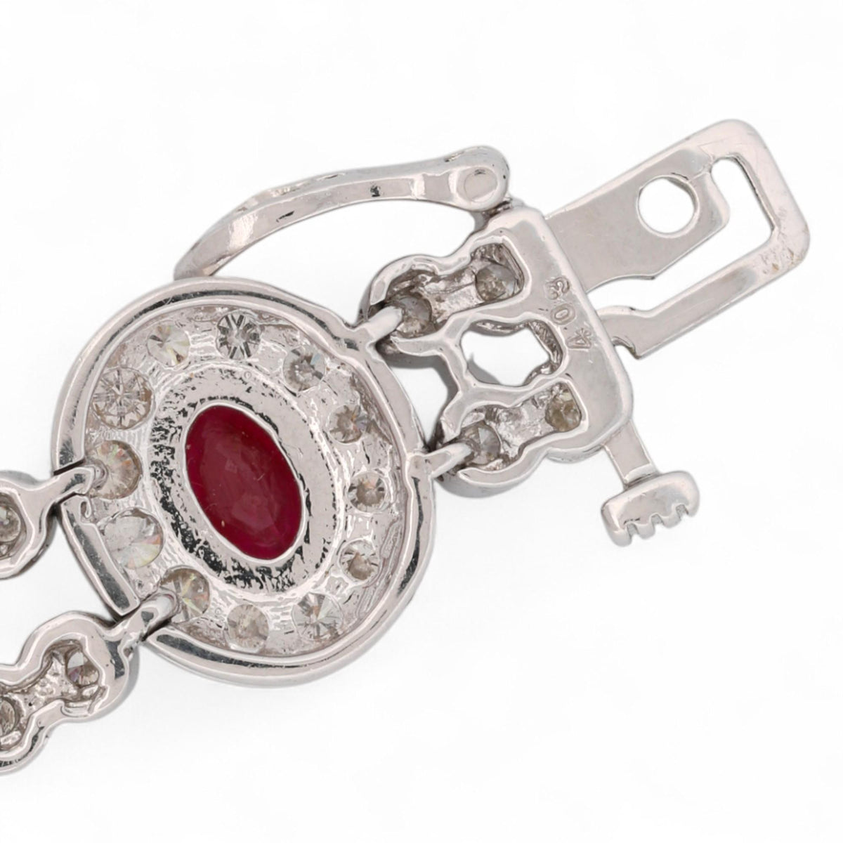 14K White Gold Multi-Color Sapphire & Diamond Pavé Link Bracelet 7.5 in
