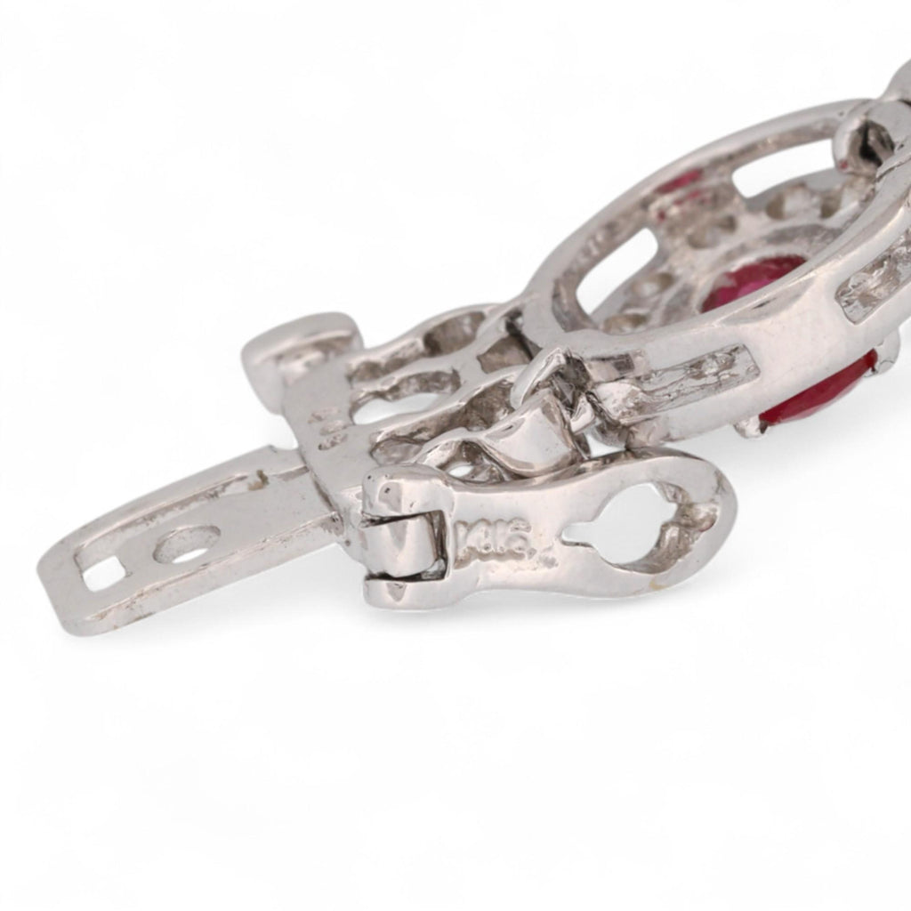 14K White Gold Multi-Color Sapphire & Diamond Pavé Link Bracelet 7.5 in
