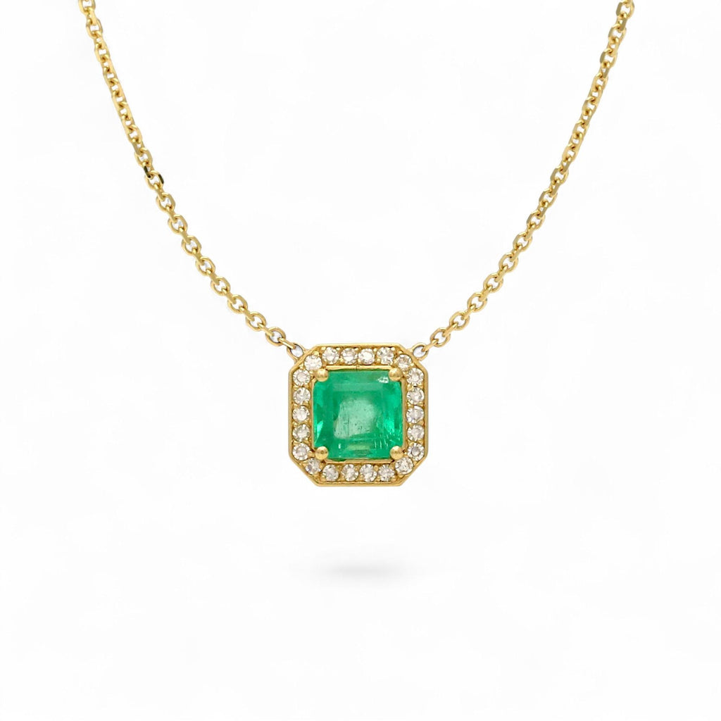 Jennifer Rivera 18K Gold Emerald & Diamond Cage Pendant Necklace 1.78 ct