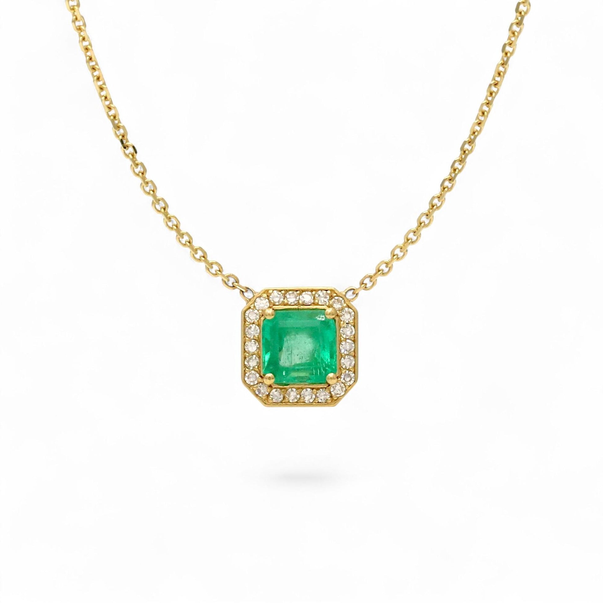 Jennifer Rivera 18K Gold Emerald & Diamond Cage Pendant Necklace 1.78 ct