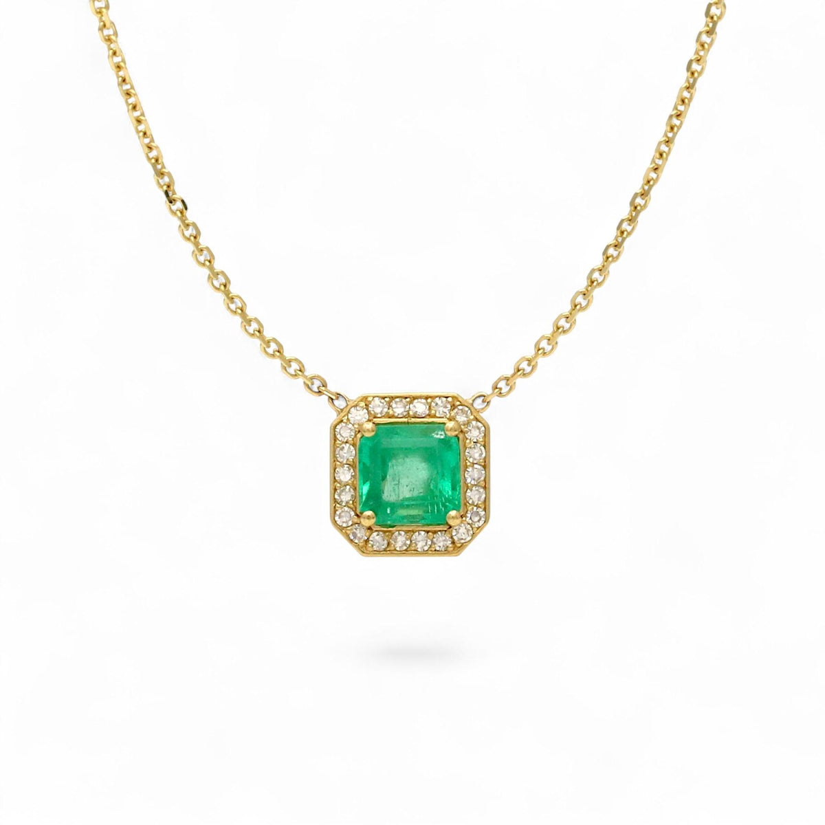 Jennifer Rivera 18K Gold Emerald & Diamond Cage Pendant Necklace 1.78 ct