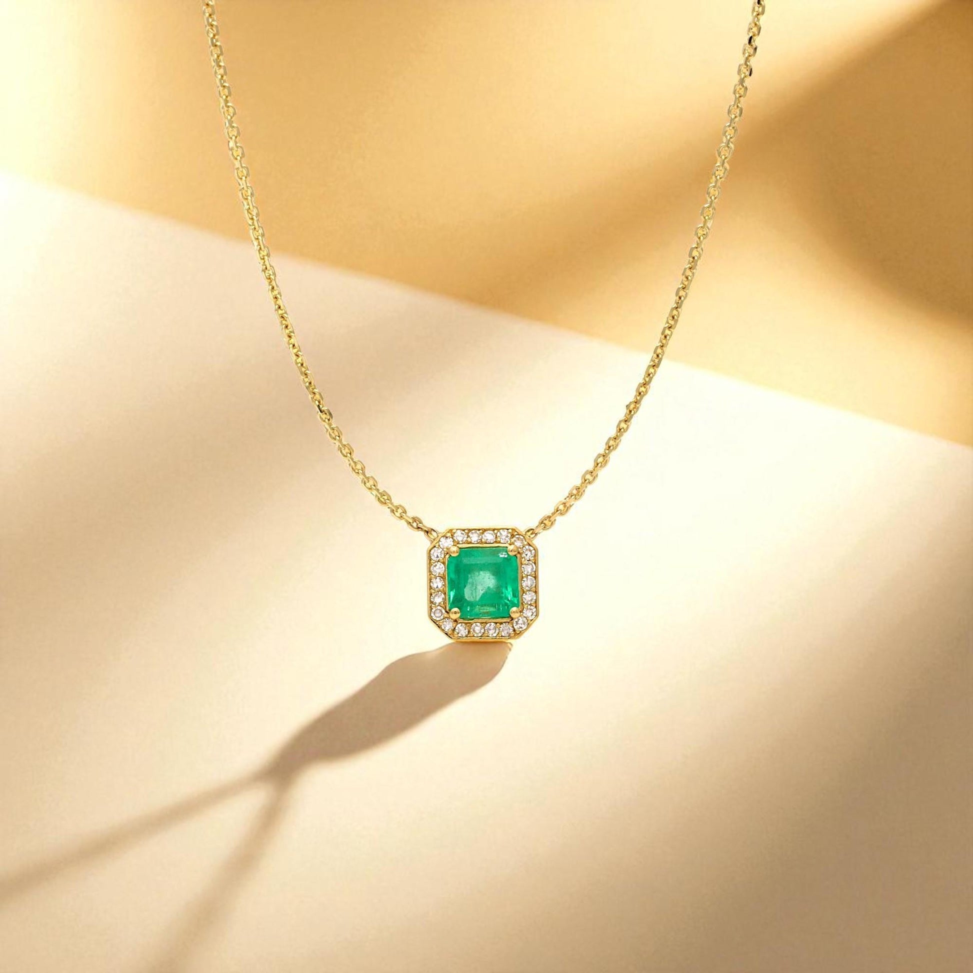 Jennifer Rivera 18K Gold Emerald & Diamond Cage Pendant Necklace 1.78 ct