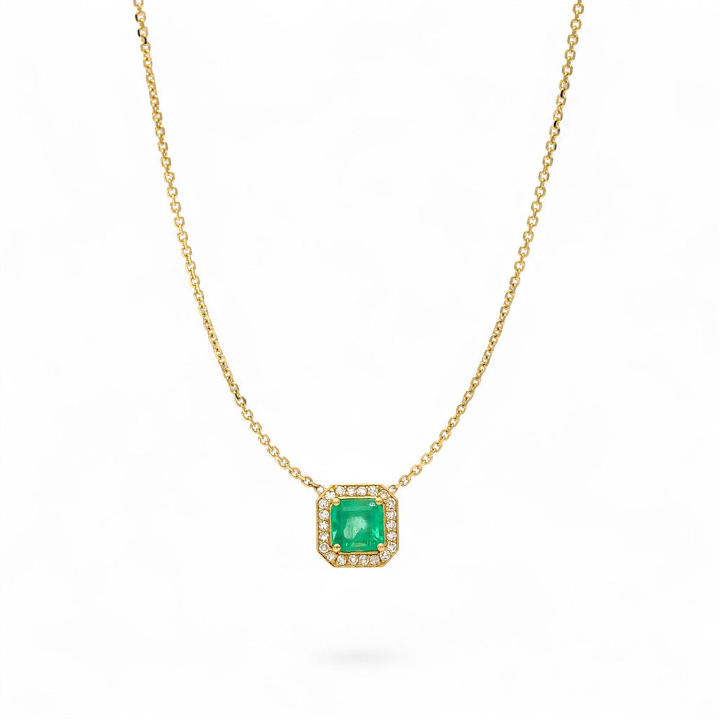 Jennifer Rivera 18K Gold Emerald & Diamond Cage Pendant Necklace 1.78 ct