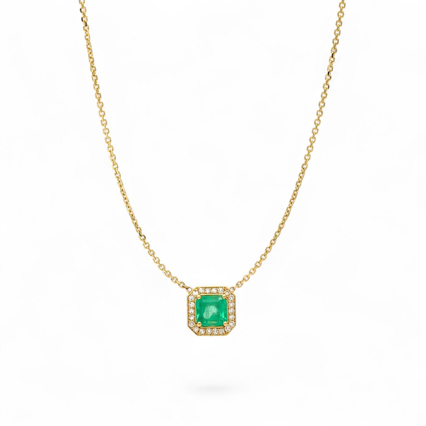 Jennifer Rivera 18K Gold Emerald & Diamond Cage Pendant Necklace 1.78 ct