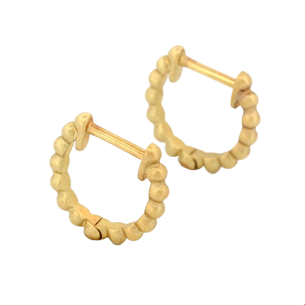 Meira T Beaded Huggie Hoop Earrings in 14k Yellow Gold