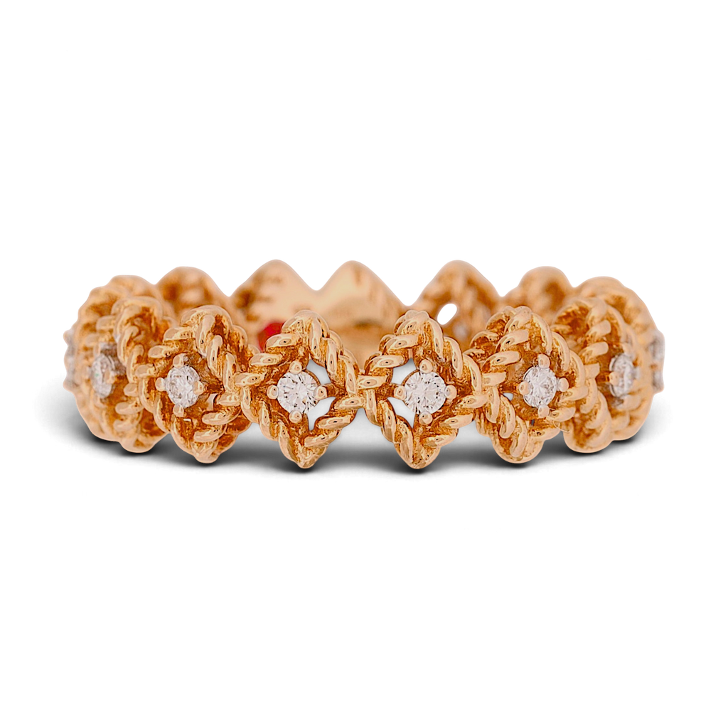 Roberto Coin Roman Barocco 18K Rose Gold 0.20ct Diamond Ring Size 6.5