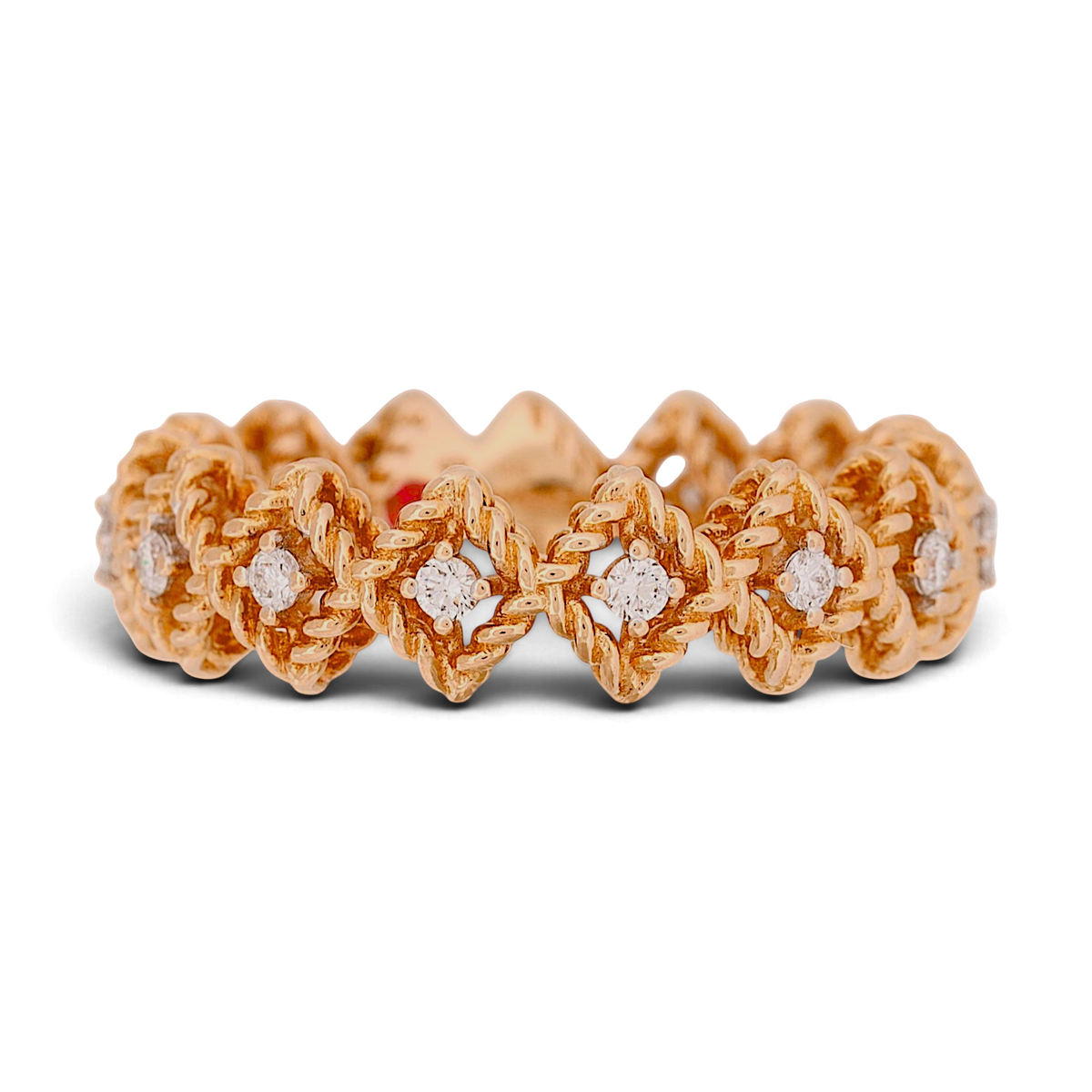 Roberto Coin Roman Barocco 18K Rose Gold 0.20ct Diamond Ring Size 6.5