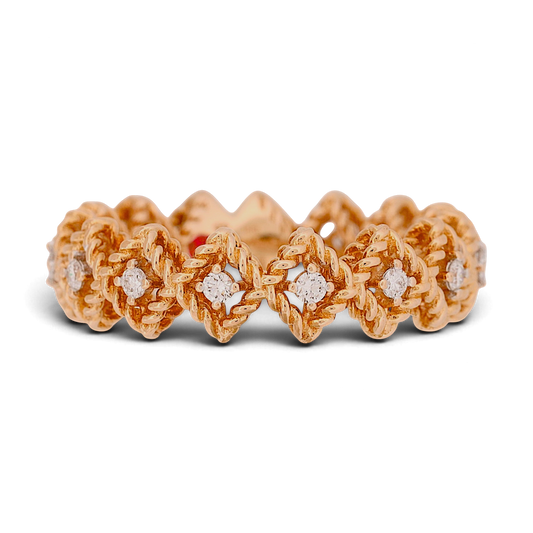 Roberto Coin Roman Barocco 18K Rose Gold 0.20ct Diamond Ring Size 6.5