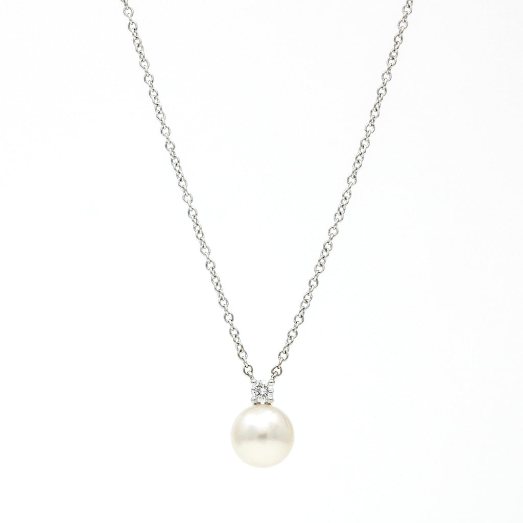 Tiffany & Co. Akoya Pearl & Diamond Necklace in 18K White Gold
