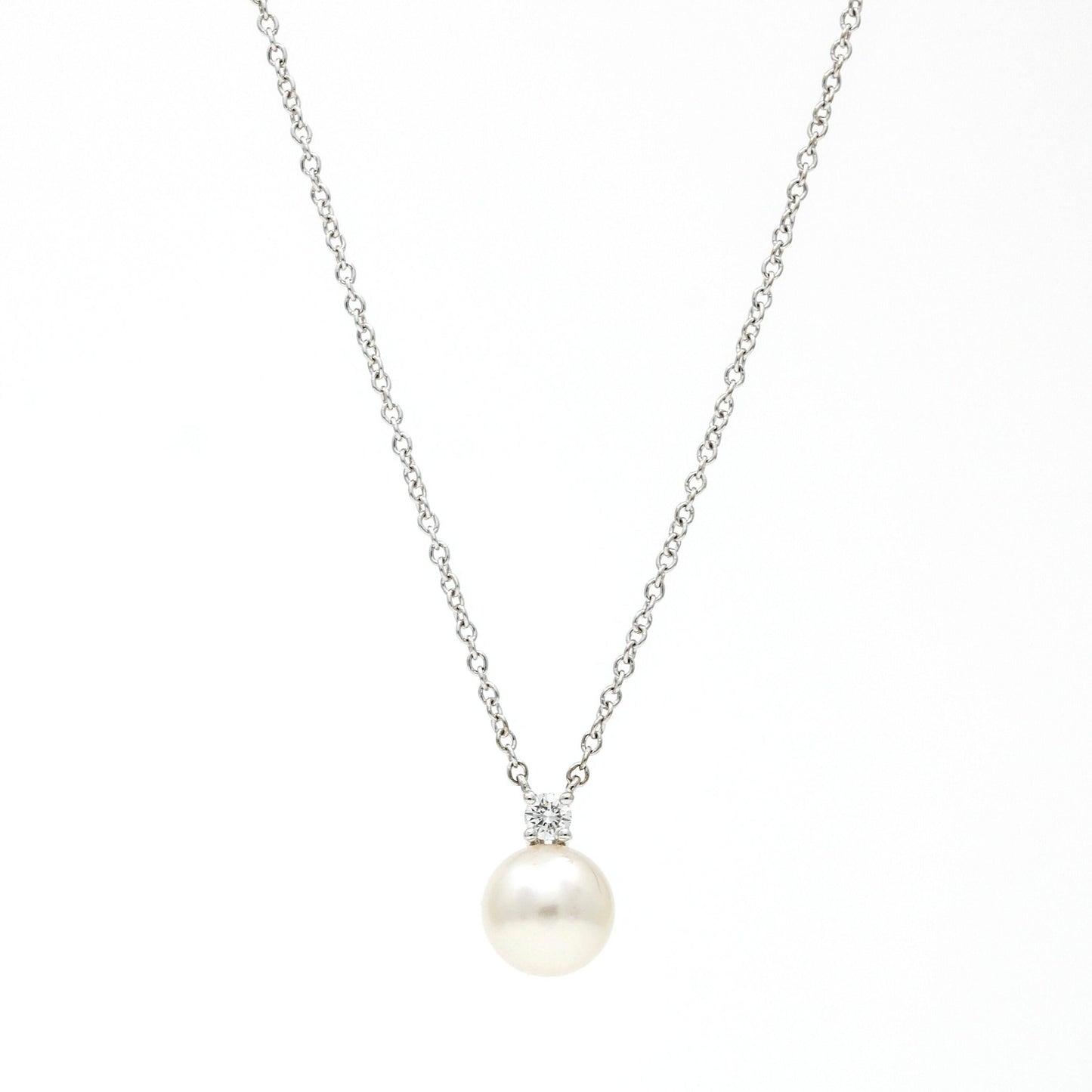 Tiffany & Co. Akoya Pearl & Diamond Necklace in 18K White Gold