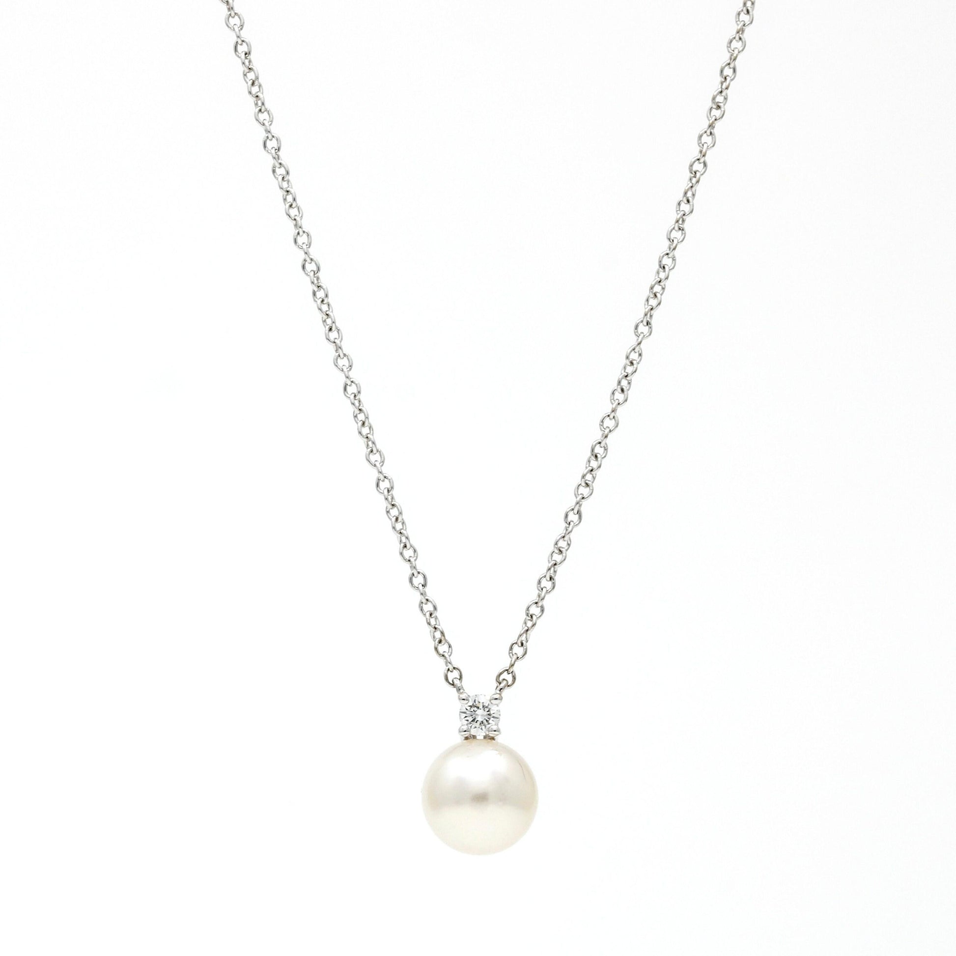 Tiffany & Co. Akoya Pearl & Diamond Necklace in 18K White Gold