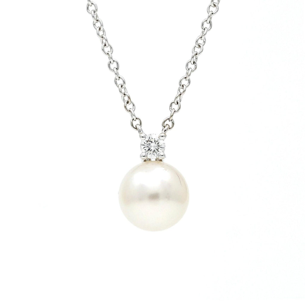Tiffany & Co. Akoya Pearl & Diamond Necklace in 18K White Gold