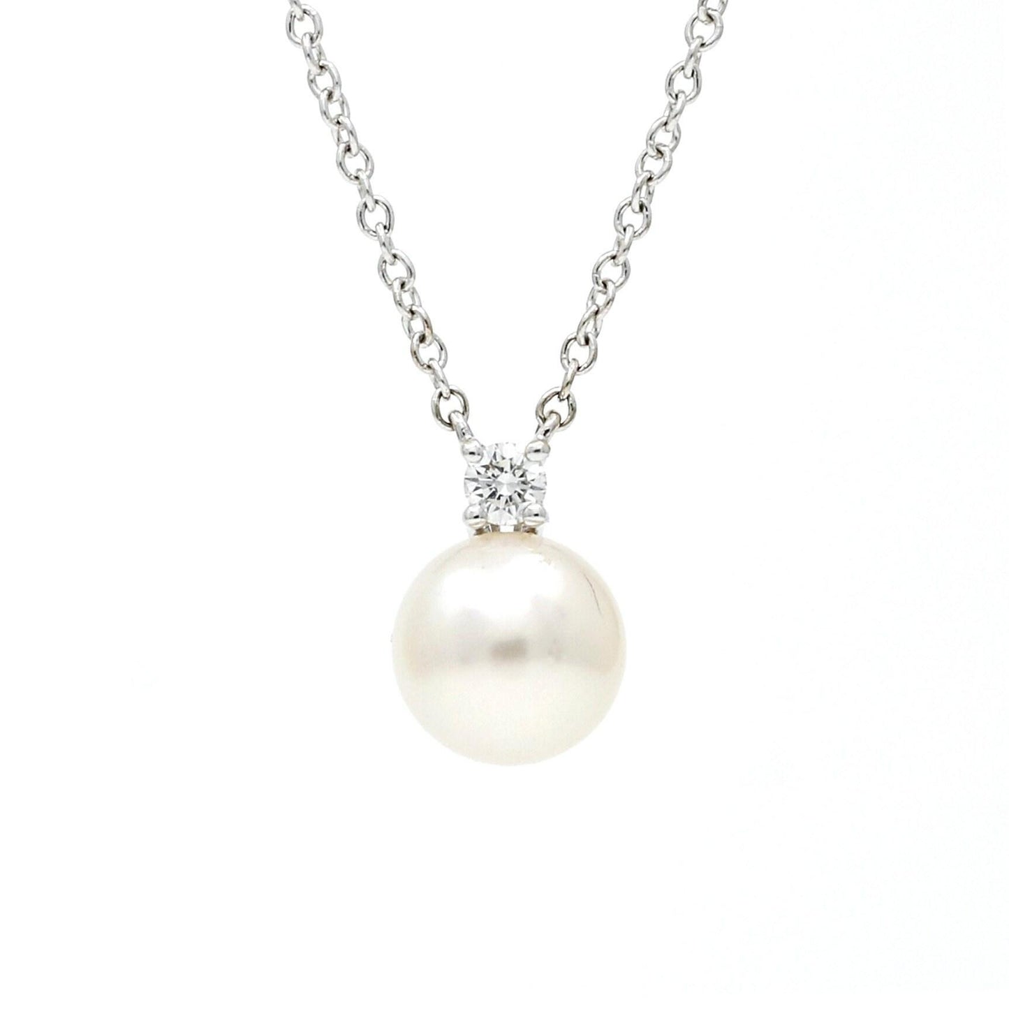 Tiffany & Co. Akoya Pearl & Diamond Necklace in 18K White Gold