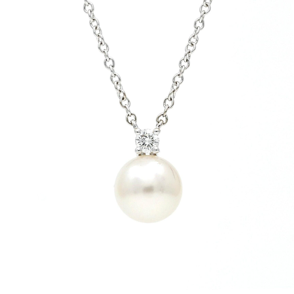 Tiffany & Co. Akoya Pearl & Diamond Necklace in 18K White Gold