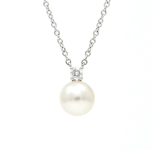 Tiffany & Co. Akoya Pearl & Diamond Necklace in 18K White Gold