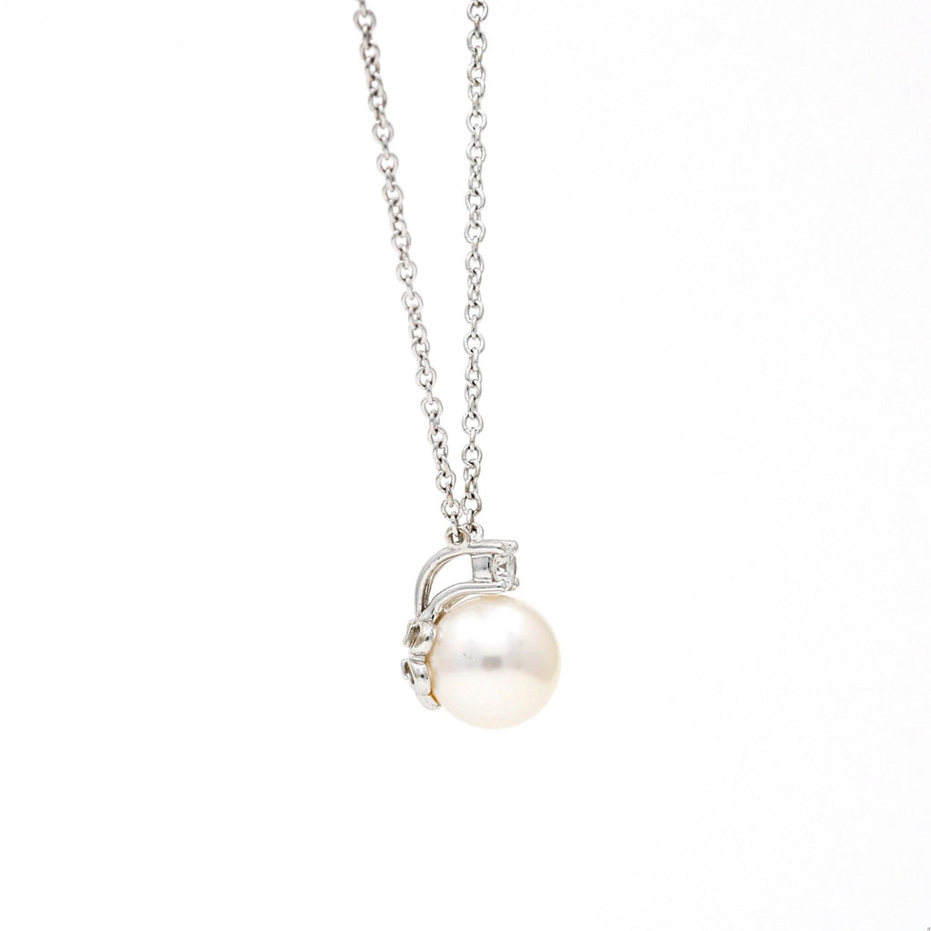 Tiffany & Co. Akoya Pearl & Diamond Necklace in 18K White Gold