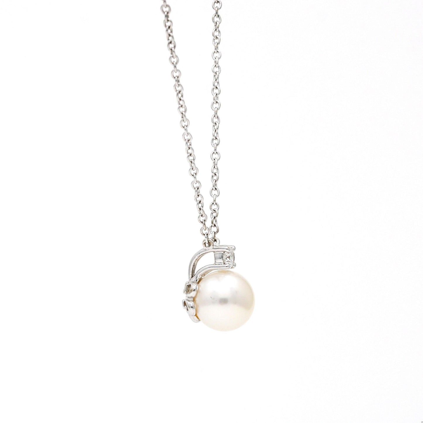 Tiffany & Co. Akoya Pearl & Diamond Necklace in 18K White Gold