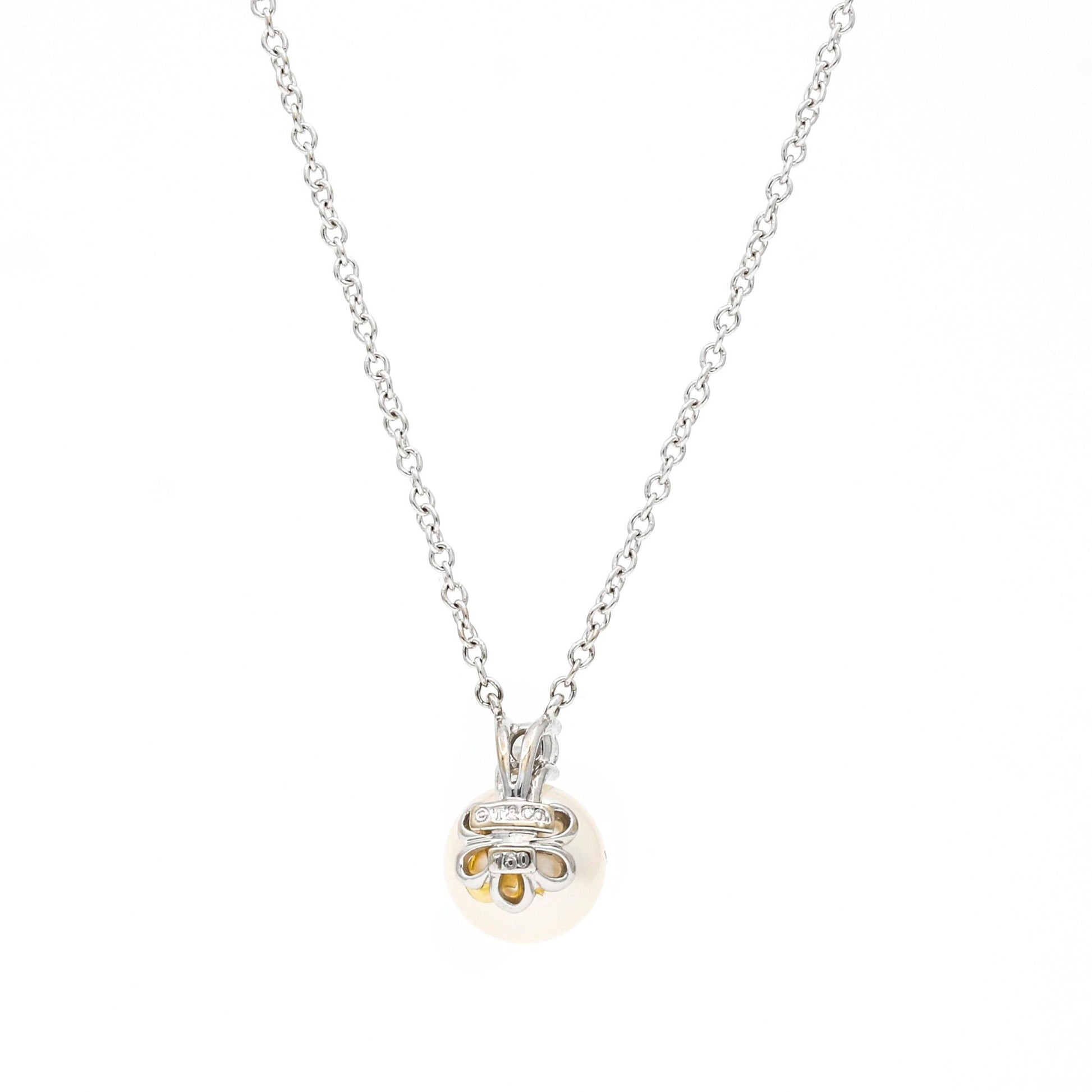 Tiffany & Co. Akoya Pearl & Diamond Necklace in 18K White Gold