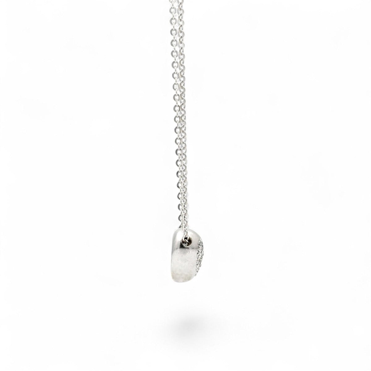 14k White Gold Puff Heart Diamond Pendant Necklace 0.30ct 16" Italian