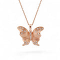 18k Rose Gold Diamond Butterfly Pendant Necklace