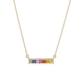 Meira T Diamond Rainbow Sapphire Bar Necklace in 14k Rose Gold - 31 Jewels Inc.